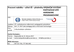 učitel SŠ – předměty OPERAČNÍ SYSTÉMY POČÍTAČOVÉ SÍTĚ