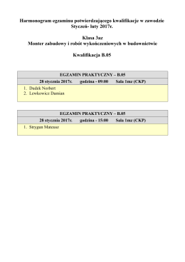 Harmonogram – styczeń 2017 – B05