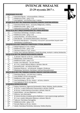 intencje mszalne - Parafia Skalbmierz