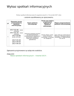 Wykaz spotkań informacyjnych