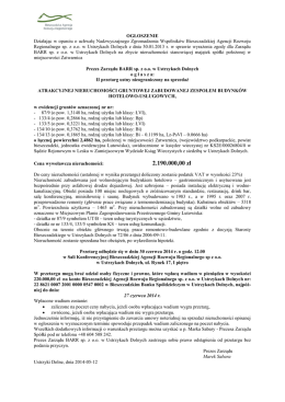 Prezes Zarządu BARR sp. z o.o. w Ustrzykach Dolnych o g ł a s z a