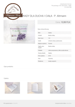 KLASZTORNE PORADY DLA DUCHA I CIAŁA