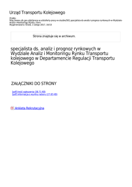 specjalista ds. analiz i prognoz rynkowych w Wydziale Analiz i