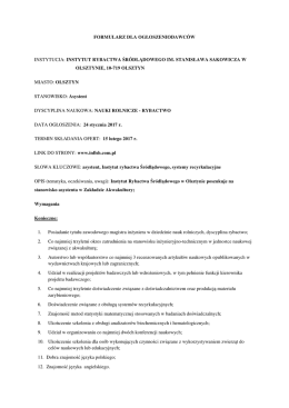 instytut rybactwa śr&oacute;dlądowego im. stanisława sakowicza w