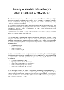Zmiany w serwisie internetowym usługi e