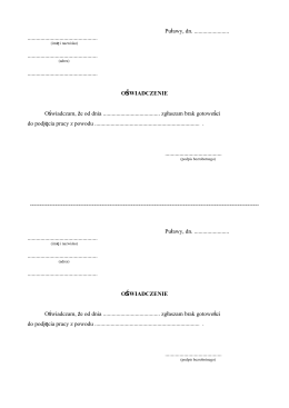 Zgłoszenie braku gotowości do podjęcia zatrudnienia