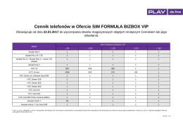Cennik telefonów w Ofercie SIM FORMUŁA BIZBOX VIP