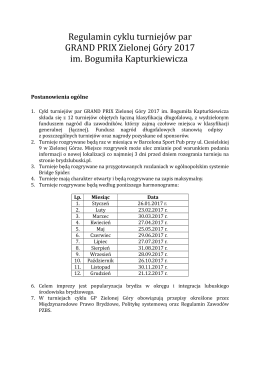 Regulamin cyklu turniejów par