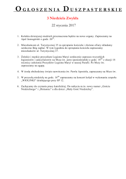 OG Ł OSZENIA DU SZPASTERSKIE 3 Niedziela Zwykła
