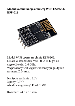 Moduł komunikacji sieciowej WiFi ESP8266 ESP-01S