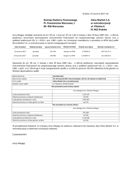 Komisja Nadzoru Finansowego Alma Market S.A. Pl. Powstańców