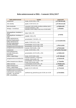 Koła zainteresowań w ZSGL – I semestr 2016/2017