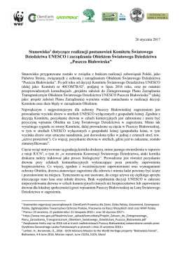Stanowisko1 dotyczące realizacji postanowień Komitetu