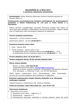 OGŁOSZENIE Nr 3/WID/2017 o zamiarze udzielenia zamówienia