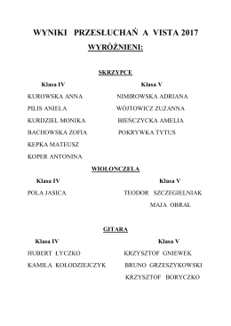 WYNIKI PRZESŁUCHAŃ A VISTA 2017