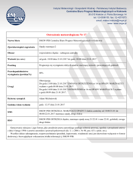 Ostrzeżenie meteorologiczne nr 17 opady marznące