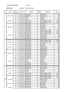 Harmonogram konsultacji - II, IV i VI semestr LO