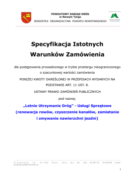 Specyfikacja Istotnych Warunk&oacute;w Zam&oacute;wienia
