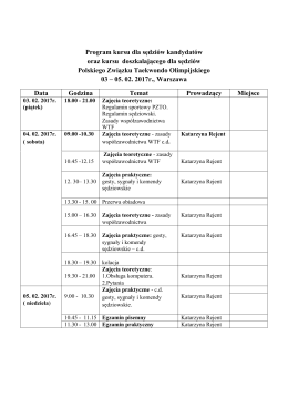 Program kursu dla sędziów kandydatów oraz kursu