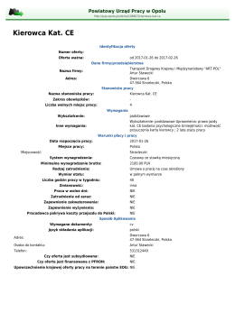 Kierowca Kat. CE - Powiatowy Urząd Pracy w Opolu