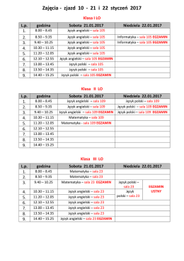 Plan zajęć LO - 21