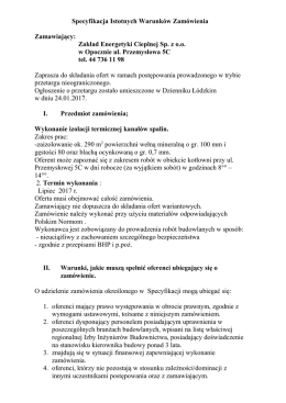 Specyfikacja Istotnych Warunków Zamówienia