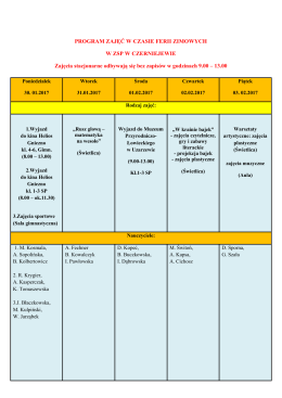 PROGRAM FERII W ZSP W CZERNIEJEWIE 30.01