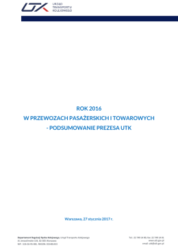 rok 2016 w przewozach pasażerskich i towarowych