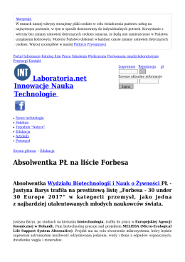 Absolwentka PŁ na liście Forbesa - Edukacja