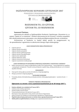 Regulamin konkursu - Czytam ze zrozumieniem