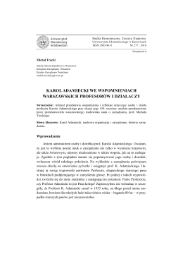 karol adamiecki we wspomnieniach warszawskich profesorów i