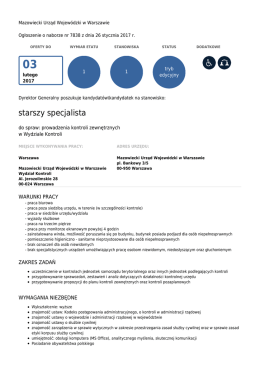 starszy specjalista - Biuletyn Informacji Publicznej Mazowiecki