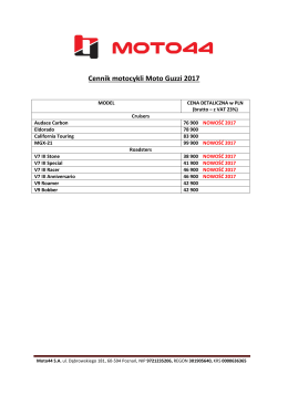 Cennik motocykli Moto Guzzi 2017