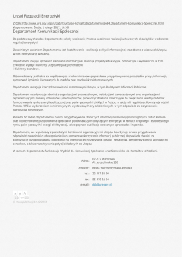 Urząd Regulacji Energetyki Departament Komunikacji Społecznej