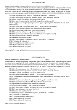 FERIE ZIMOWE Z SP3 Wyrażam zgodę na udział