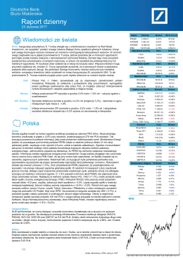 Raport dzienny - Biuro Maklerskie Deutsche Bank Polska