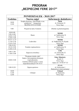 ZOBACZ Program BEZPIECZNYCH FERII 2017