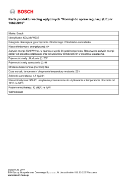 Karta produktu według wytycznych "Komisji do spraw