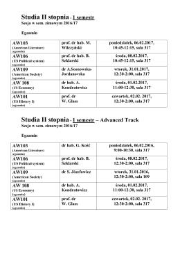 Studia II stopnia- 1 semestr – Advanced Track