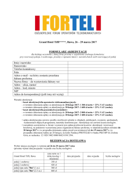 Grand Hotel Tiffi*****, Iława, 26 &ndash; 29 marca 2017