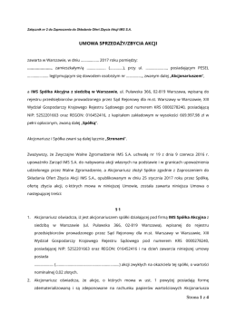 Umowa zbycia akcji III Transza