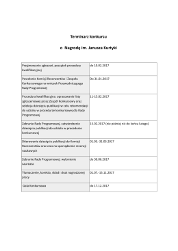Terminarz konkursu o Nagrodę im. Janusza Kurtyki