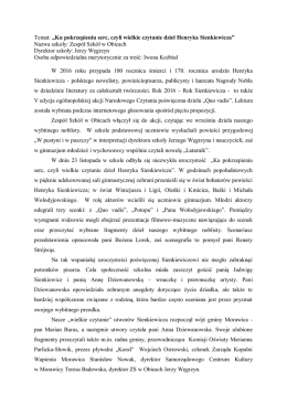 Temat: „Ku pokrzepieniu serc, czyli wielkie czytanie dzieł Henryka