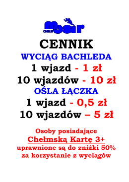 Cennik - WYCIĄGI