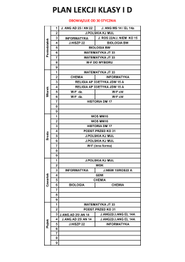 PLAN LEKCJI KLASY I D