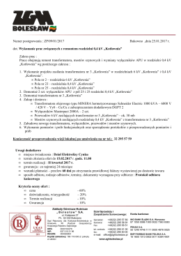 Wykonanie prac związanych z remontem rozdzielni 0,4 kV Kotłownia