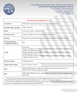 Ostrzeżenie meteorologiczne nr 18 opady marznące subregion