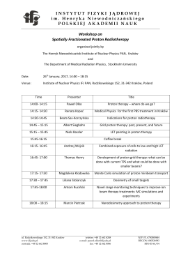 Spatially Fractionated Proton Radiotherapy Workshop