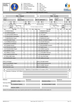 AB POL - Poland TUN - Tunisia Brest Brest Arena SAT 21 JAN