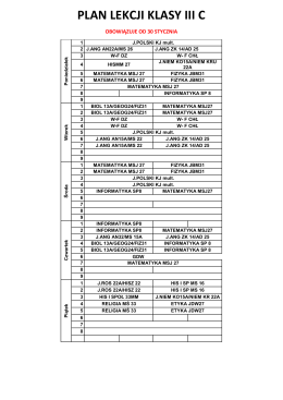 PLAN LEKCJI KLASY III C